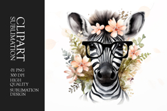 Watercolor floral zabra clipart sublimation Product Image 1