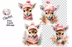 Christmas, Pink, Ephemera, PNG, watercolor, Clipart Product Image 1