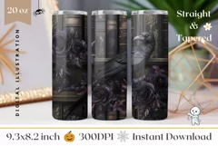 Black Raven Tumbler Wrap Design, Crow Tumbler Sublimation Product Image 1