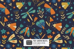 Folk Garden Insects Seamless Pattern Product Image 1