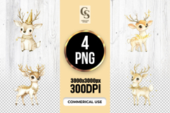 Cute Baby Deer Watercolor Clipart Sublimation PNG Product Image 1