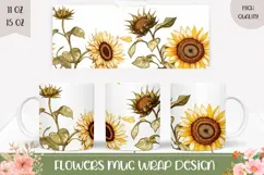 Sunflowers Mug Template, Cartoon Sunflowers PNG Product Image 1