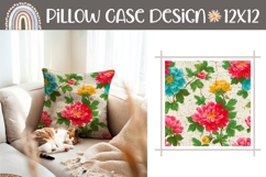 Red Peony Pillow PNG, Vintage Pillow Case Sublimation Product Image 1