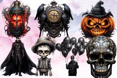 Vintage Creepy Halloween Clipart Bundle, Vintage Creepy Product Image 2