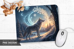 Winter Enchantment A Wolf Dancing Snowflakes Mouse Pad PNG Product Image 1
