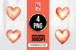 Watercolor Heart Clipart Sublimation PNG Product Image 1