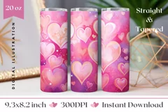 Pink Love Tumbler Design, Valentine's Day Sublimation Design Product Image 1