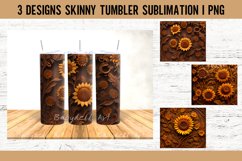 Tooled Leather Sunflower 20 OZ Tumbler Sublimation Design Product Image 1