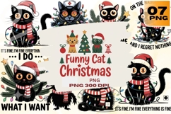 Funny Cat Christmas PNG - 7 Designs Product Image 1