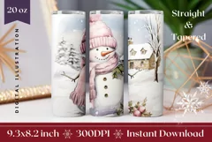 Christmas Tumbler Design, Watercolor Snowman Tumbler PNG Product Image 1