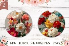 Art Flowers Car Coasters, Floral Coaster Print Product Image 1