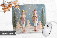 Festive Nutcracker Soldier in Pastel Pink and Gold Mouse Pad Product Image 1
