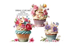 Floral Cupcake Clipart, Coffee Clipart Product Image 1