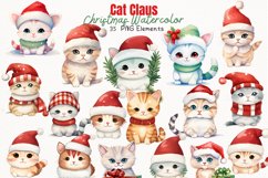 Cat Claus Christmas Watercolor 35 Cliparts Ai Generated Art Product Image 1