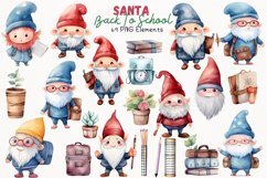 Santa Back To School Watercolor 69 Cliparts Collection Product Image 1