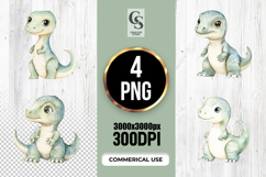 Cute Baby Dinosaur Watercolor Clipart Sublimation PNG Product Image 1