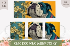 Bulldog Mug Design, Floral Mug Print, Dog With Flowers Product Image 1