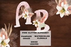 Pink Glitter Boho Floral Alphabet Product Image 1