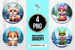 Winter Cute Fox In Hat Clipart Sublimation PNG Product Image 1