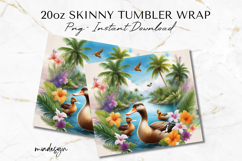 Tropical Duck Tumbler Wrap PNG, Summer Sublimation Design Product Image 2