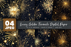 Luxury Golden Fireworks Digital Paper Product Image 1
