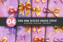 Pink Bow Scatter Digital Paper Product Image 1