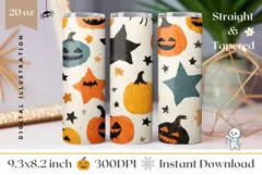 Cartoon Halloween Pumpkin Tumbler, Halloween Stars Tumbler Product Image 1