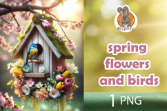 spring flowers, bird, birdhouse Product Image 1