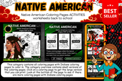 Native American Coloring Pages Worksheet and activities kids Product Image 1