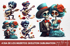 Dia De Los Muertos Skeleton Sublimation Clipart Product Image 1