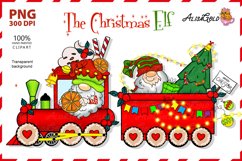 Christmas gnomes elves on a train Christmas Steam locomotive Product Image 1