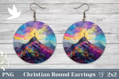 Colorful Floral Cross Earrings, Christian Cross Earrings Product Image 1