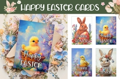 Happy Easter Card Printable, Easter Chick Illustration Product Image 1