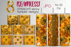 Gold Summer Sunflowers | Seamless tumbler design bundle, JPG Product Image 1