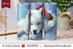 Christmas Dog Tumbler Wrap, Winter Sublimation Tumbler PNG Product Image 1
