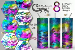 Watercolor Dragonfly skinny tumbler | 8 Sublimation designs Product Image 1