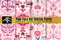 Pink Folk Art Digital Paper Patterns Product Image 1