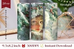 Christmas Girl Tumbler Wrap, Christmas Forest Tumbler PNG Product Image 1