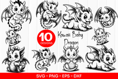 Kawaii Baby Dragon Clipart SVG PNG Product Image 1