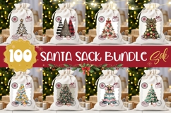 Christmas Tree Santa Sack Designs, Cartoon Christmas Bundle Product Image 1