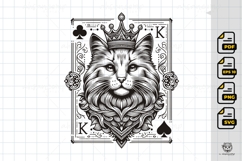 King Cat Playing Card - Regal Line Art Illustration Product Image 1