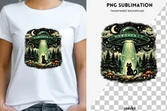 UFO black cat png design for T-shirt Product Image 1