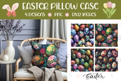 Easter Pillow Case Template, Cartoon Easter Eggs Pillow Product Image 1