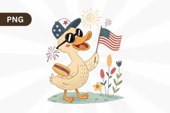 Boy 4th July Goose Patriotic Day PNG Sublimation Design Product Image 1