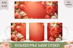 Summer Flowers Mug Wrap, Tulips Mug, Flowers PNG Product Image 1