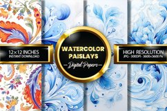 Watercolor Paislays Digital Papers - 04 Variations Product Image 1