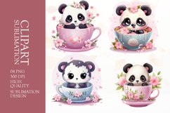 Watercolor cute baby panda clipart sublimation png Product Image 1