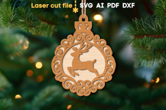 Christmas Ornament Deer SVG laser cut file for Glowforge Product Image 1