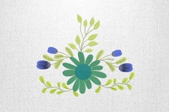 Blue Green Floral Branch Embroidery Design Product Image 1