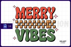 Merry Vibes PNG, Retro Christmas PNG Design Product Image 1
